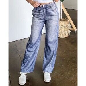 Oddi Small Barrel Denim Pants Sweatpants Look Like Jeans Raw Hem Cut To Size NWT